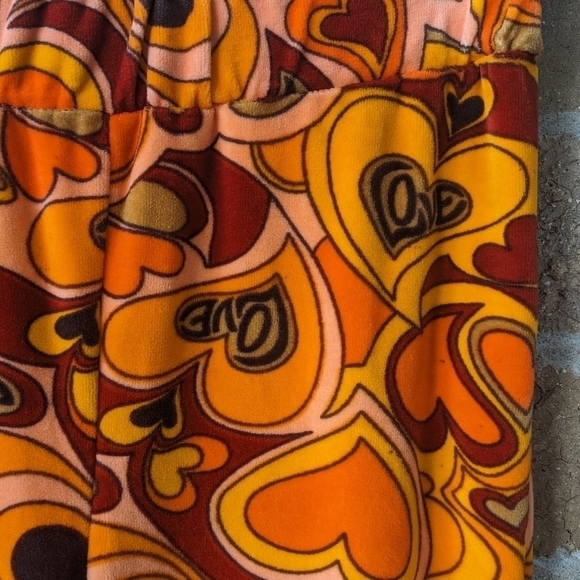 Urban Outfitters NGOrder Velour Trouser Pant Retro Love Hearts Size 10 - Picture 5 of 11